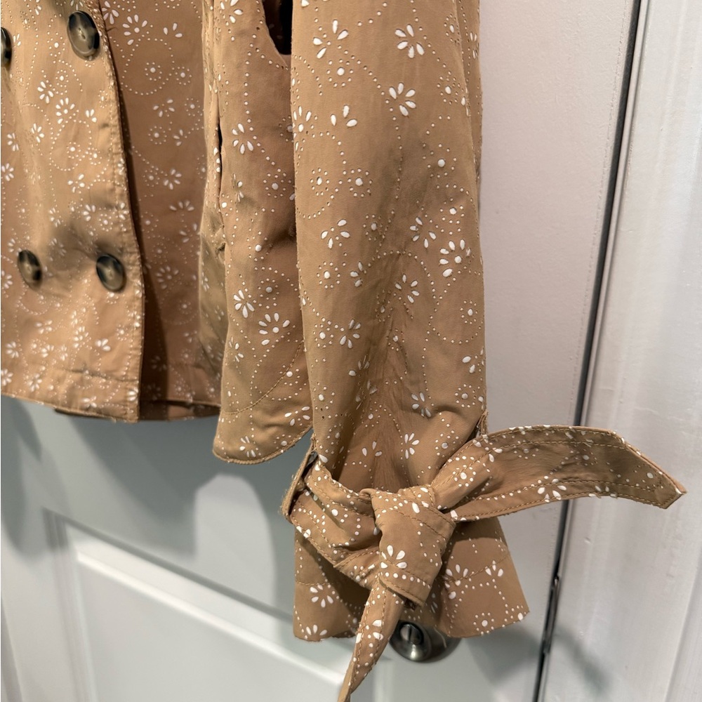 Anthropologie Floral Cutwork Cropped Trench Jacket - Picture 13 of 13